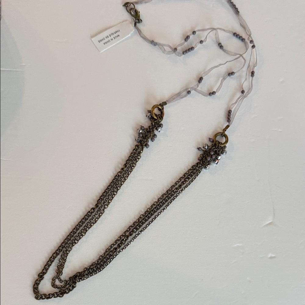 NWT Anthropologie Elegant Multi-Chain Necklace with Beaded Accents